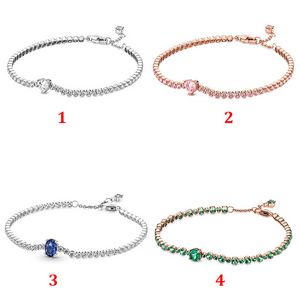 Joyas de diseño 925 Pulsera de plata Charm Bead fit Pandora Rose Gold Sparkling Heart Tennis Slide Pulseras Beads Estilo europeo Charms Beaded Murano