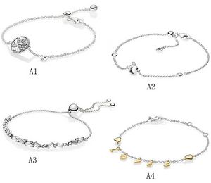 Joyas de diseñador 925 Pulsera de plata Charm Bead fit Pandora Tree of Life Pulsera Crown Ajustable Retráctil Slide Beads Estilo europeo Charms Beaded Murano