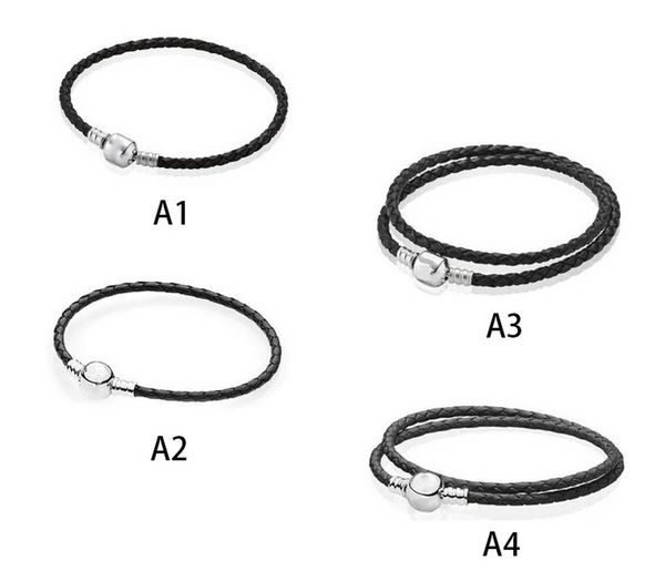 Bijoux de créateur Bracelet en argent 925 breloque perle fit Pandora cordon en cuir tressé rouge glisser bracelets perles breloques de style européen perlé Murano