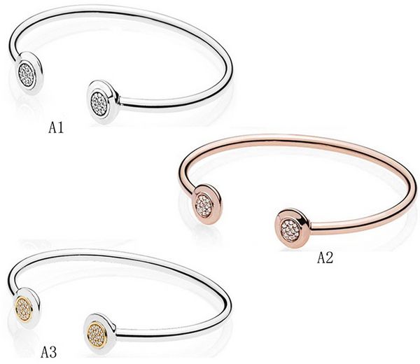 Bijoux de créateur Bracelet en argent 925 Charm Perle fit Pandora Or Rose Perle Ronde Mode Ouvert Diapositive Bracelets Perles Style Européen Charmes Perlé Murano