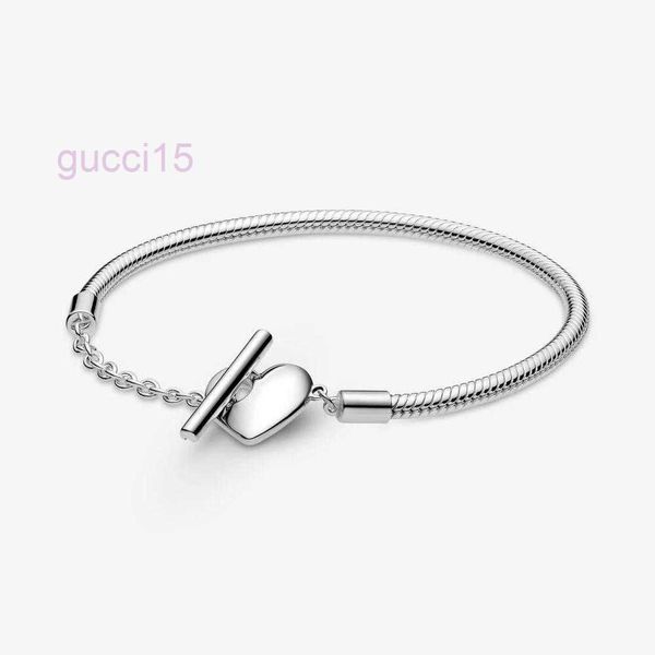 Bijoux de créateurs 925 Bracelet en argent Charm Perle Fit Moments Coeur T-Bar Serpent Chaîne Slide Bracelets Perles Style Européen Charmes Perlé Murano 3AEZ