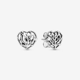 Bijoux de créateur Boucles d'oreilles en argent 925 coeur Clous d'oreille fit Pandora Arbre généalogique Boucle d'oreille Mode amour Boucles d'oreilles Style européen Murano