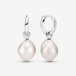 Bijoux de créateur Boucles d'oreilles en argent 925 coeur Clous d'oreilles fit Pandora Boucles d'oreilles créoles de perles baroques de culture d'eau douce amour Boucles d'oreilles Style européen Murano