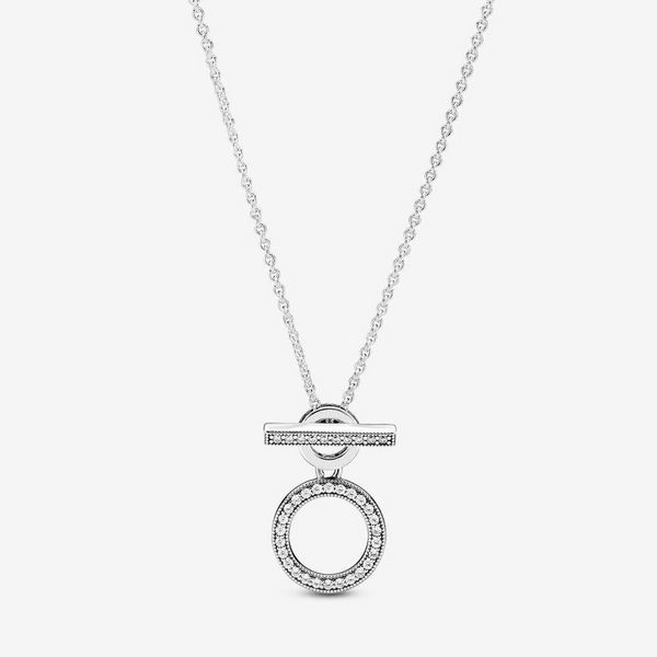 Bijoux de créateur Collier en argent 925 pendentif coeur fit Pandora Double cerceau collier en T mode femmes amour colliers style européen breloques perle Murano