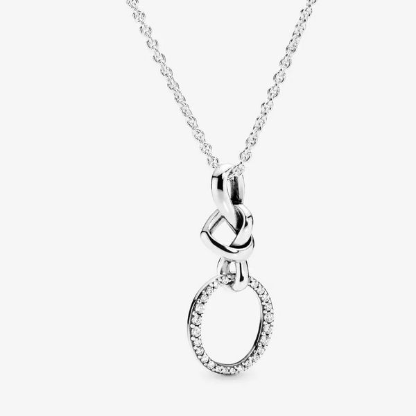 Bijoux de créateurs Collier en argent 925 Pendentif coeur Fit Pandora Collier pendentif coeur noué Colliers d'amour de mode Colliers de style européen Charms Perle Murano