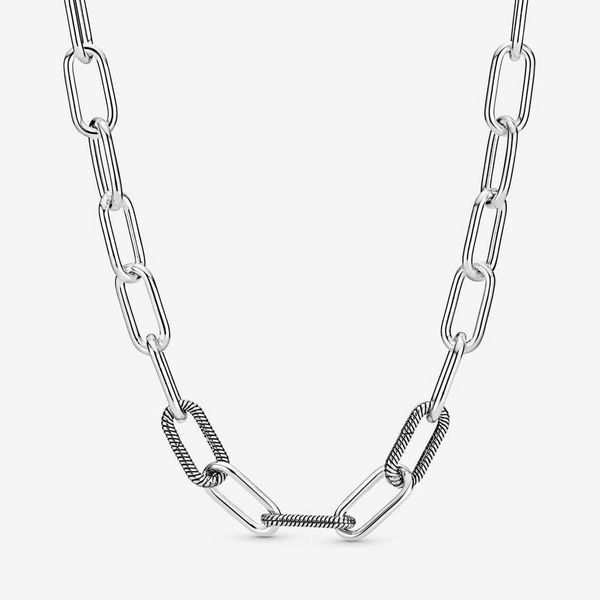 Bijoux de créateur Collier en argent 925 pendentif coeur fit Pandora Chaînes Unique Chunky Me Link Collier amour Colliers Style Européen Charmes Perle Murano