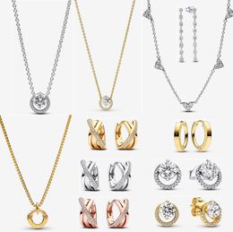 Designer sieraden 925 zilveren hanger ketting DIY fit Pandoras Sparkling Eight Stones Drop Oorbellen Kettingen voor vrouwen cadeau liefde charmes Mode Luxe Cadeau met doos