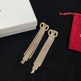 designer sieraden 925 zilveren kwastjes oorbellen met diamanten dames luxe gouden dubbele V-vormige sieraden huwelijkscadeau voor pasgetrouwden Valentijnsdag Moederdag