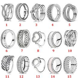 Designer Sieraden 925 Zilveren Trouwring Kraal fit Pandora Snake Bone Chain Ring Glanzend Hart Flow Kubieke Zirconia Diamanten Europese Stijl Ringen Verjaardag Dames Cadeau