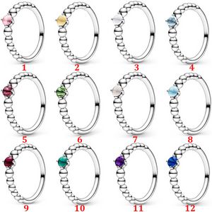 Bijoux de créateur Bague de mariage en argent 925 Perle fit Pandora Bague de décembre Couleur Zircon empilé Bijoux Zircon cubique Style européen Anneaux Anniversaire Dames Cadeau