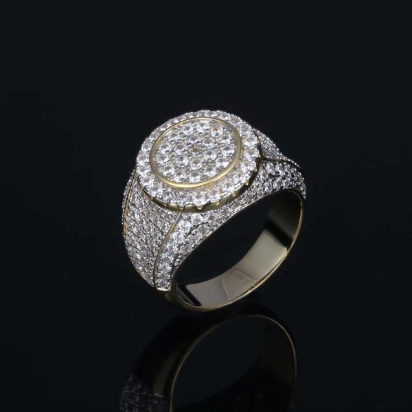 Joyería de diseño Amuse forma redonda diseños brasileños joyería chapado en oro de 18 quilates circonita micro pavé anillos gruesos para hombres