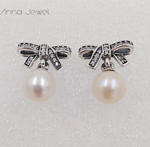 Designer sieraden Authentiek 925 Sterling Silver Delicate Sentimenten Witte Pearl Stud Earring Parrings Luxe vrouwen Vale4914696