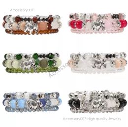 Bracelet de bijoux de créateur Bracelets en cristal pour femmes Stretch multicouche pierre éléphant pendentif bracelet avec charme accessoires de bijoux d'été