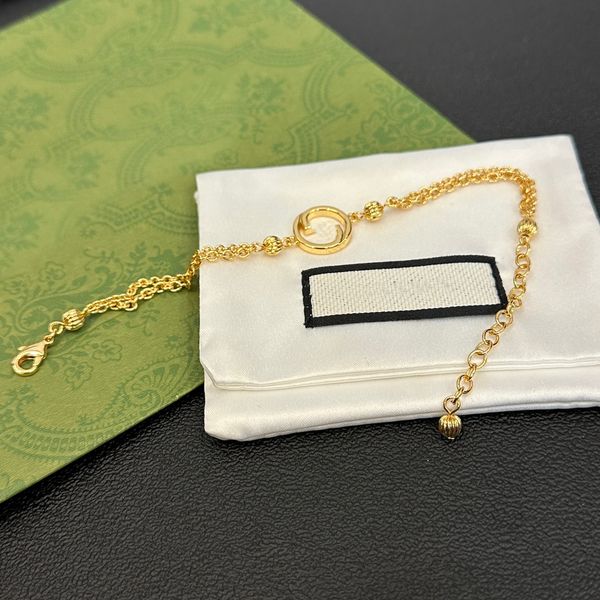 Bracelet de créateur de bijoux de créateur en or pur 18 carats, 52cm, bijoux de créateur pour femmes, cadeau