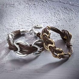 Bracelet de bijoux de créateur, marque de mode espagnole Unode50, Bracelet enveloppé de corde en cuir, bijoux Ins, cadeau tendance pour petite amie