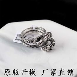 Colar de pulseira de joias de designer 925 cabeças de cobra personalidade ins hip hop para homens mulheres casal presente par anel de alta qualidade
