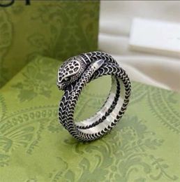 bijoux de créateur bracelet collier de haute qualité nostalgique RING 925 Sterling esprit comme vieux serpent couple paire anneau