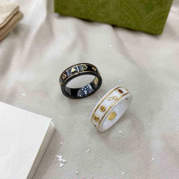 diseñador de joyería pulsera collar anillo de cerámica blanco negro puro con baño de oro de 18 quilates para los amantes de alta calidad