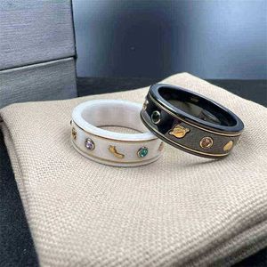 designer sieraden armband ketting ring Accessoires zwart wit keramiek gouden kleine bij planeet paar ring 520 Valentijnsdag geschenk