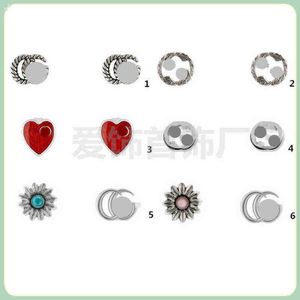 Designer-Schmuck, Armband, Halskette, Ring, Zubehör, ineinandergreifende Serie, rot, blau, Emaille, Liebe, Gänseblümchen, Vintage, einfache Ohrringe von hoher Qualität