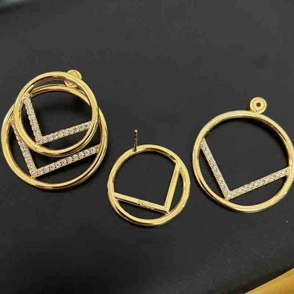bijoux de créateur bracelet collier bague double couche lettres anglaises personnalisées tempérament simple Boucles d'oreilles