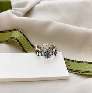 bijoux de créateur bracelet collier anneau de haute qualité Sterling 924 fleur Turquoise tendance évider paire Anneau Cadeau