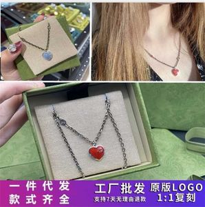 bijoux de créateur bracelet collier anneau de haute qualité 925 chaîne de cou imbriquée émail rouge bleu amour pendentif pour les femmes
