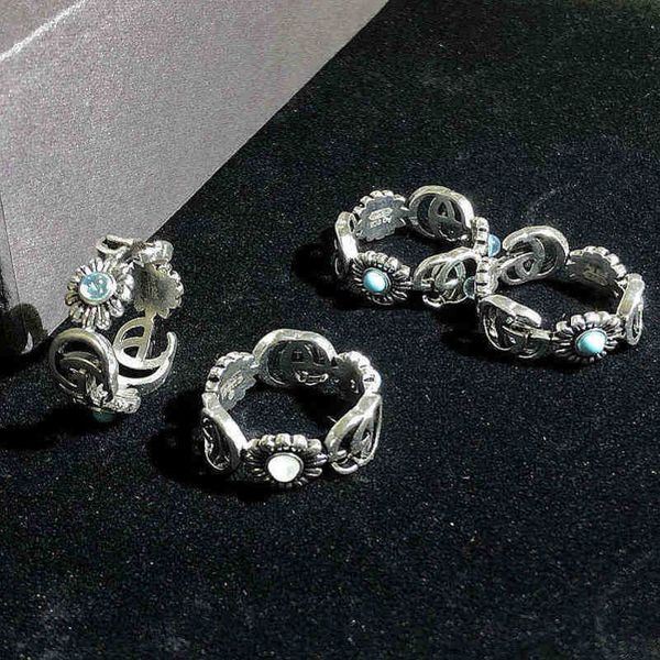 bijoux créateur bracelet collier bague Petite marguerite avec fleurs sculptées Sterling bague couple tendance cadeau Saint Valentin