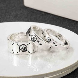 joyería de diseñador pulsera collar anillo Sterling Ghost Skull Head pareja elf simple anillo de mujer para hombre