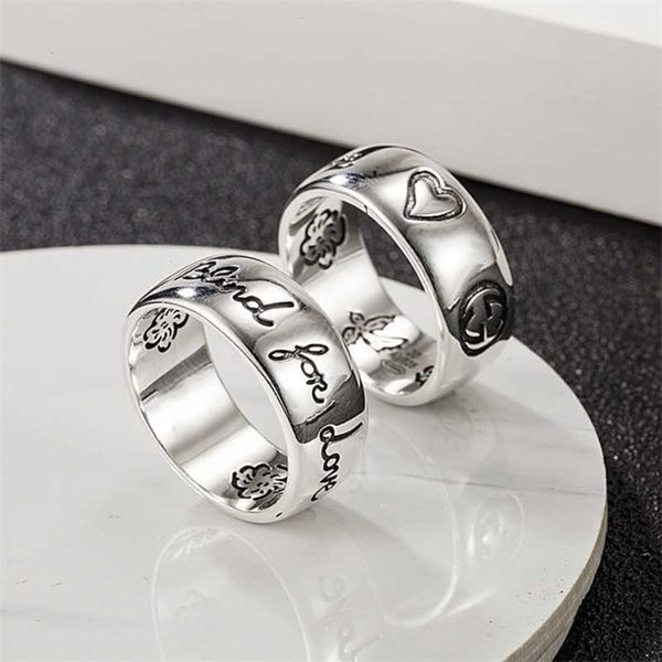 bijoux de créateur bracelet collier anneau style vieux hip hop Sterling Love intrépide hommes femmes anneau uni large