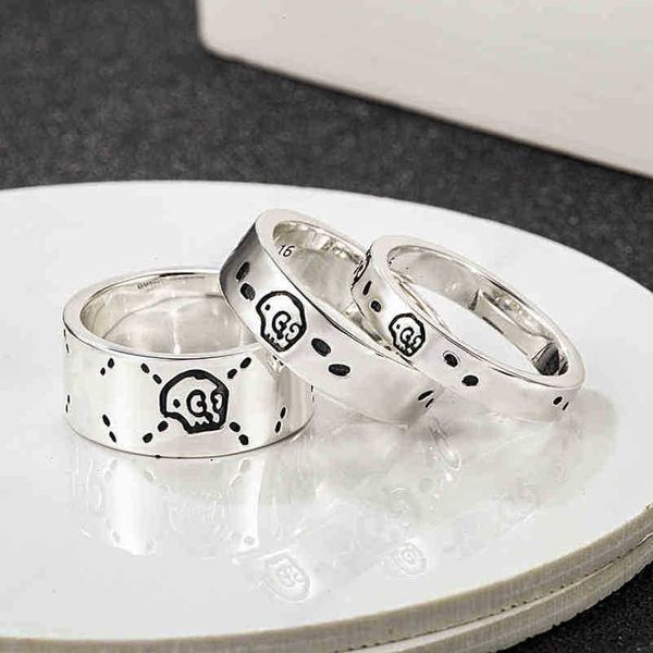 bijoux de créateur collier collier Sterling Ghost Skull Head couple elfe simple bague femme homme de haute qualité