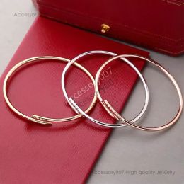 designer sieraden braceletDesigner 3 mm nieuwe dunnere nagel mode unisex manchetarmband paar goud titanium stalen armband sieraden Valentijnsdag cadeau