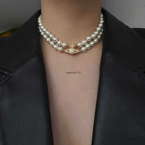 Designer sieraden Braceletmagnet Clasp Saturn Parl ketting dubbele laag choker hoge versie sleutelbeen ketting high-end accessoire