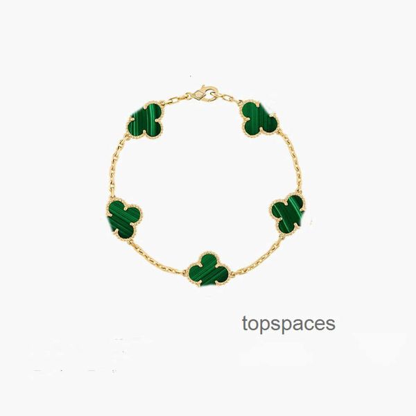 Joyería de diseño Cleef Van Pulsera de trébol de cuatro hojas Pulseras de diseño Van Clover Pulsera Charm de moda para niñas, mujeres, oro de 18 quilates, plata, negro, blanco, rojo, verde, salvado