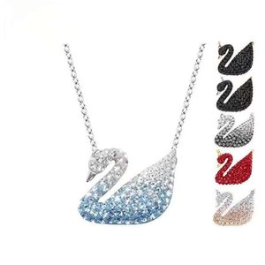 Designer sieraden klaver woman gold swan ketting gradiënt kristal diamant voortreffelijk mode feest sleutelbeen keten originele editie accessoires originele doos