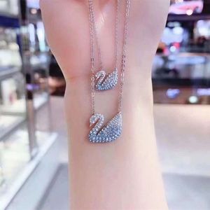 Designer sieraden klaver woman swan ketting gradiënt kristallen diamant voortreffelijk mode feest sleutelbeen keten originele editie accessoires box t1t8