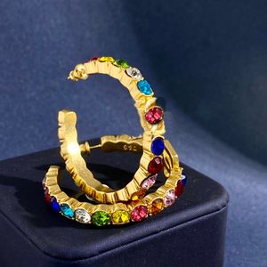 Designer sieraden gekleurde diamant oorbellen metaal rond hoepel alfabet inbedden zirconia dames oorbuien oorbel hoepel huggie banket feestelijke feestgeschenken hder5 --02