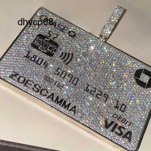 Designer sieraden creditcard hanger Silver 10k 14k 18K Custom Def VVS Moissanite hanger Personaliseerde naamketen voor mannen vrouwen iced outhangers