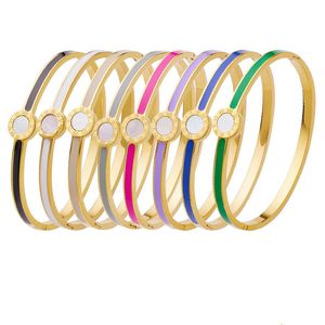 Joyería de diseño Venta caliente a través de la frontera nuevo fabricante de pulseras de esmalte de acero inoxidable pulseras de acero de titanio con pegamento de gota de color minimalista de moda al por mayor