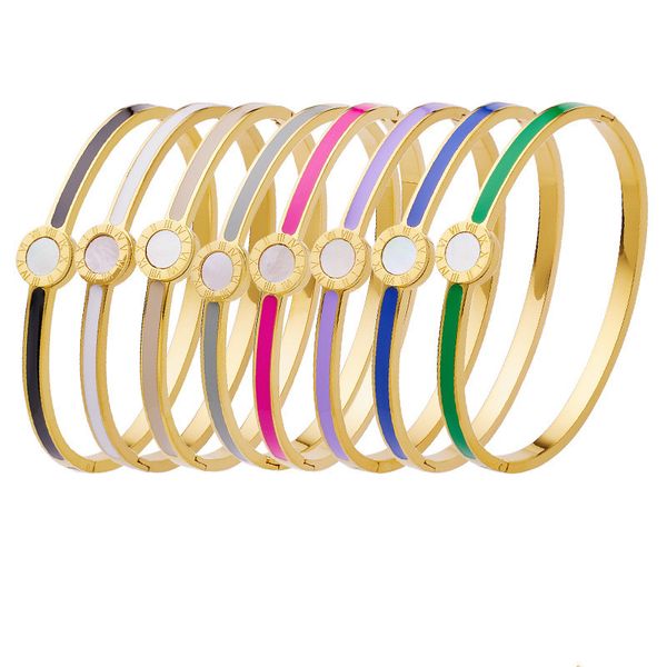 Bijoux de créateurs Cross Border Vente chaude Nouveau fabricant de bracelet en acier inoxydable émail en gros mode minimaliste couleur goutte colle bracelets en acier titane