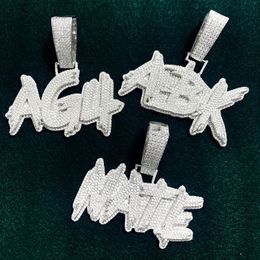 Mosang steen brief hip hop ketting 925 gras braam brief DIY combinatie gepersonaliseerde grensoverschrijdende hanger sieraden