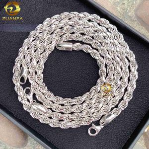 Joyería de diseñador, joyería de moissanita personalizada de hip hop, collar clásico de 6mm, cadenas de cuerda de plata de ley 925 para hombres y mujeres