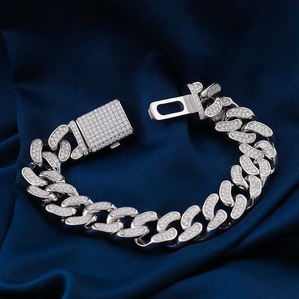Designer Jewelry Custom Iced Out 925 Sterling Silver 10K 14K 18K Moissanite Cuban Link Bracelet Mens Rappeur Hip Hop Bijoux