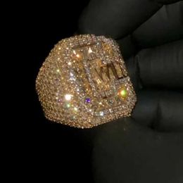 Joya de diseñador MOISSANITE PUNK HIP HOP HOP NUEVO ICE OUT Jewelry Ring Certified VVS 925 Silver Gold2830