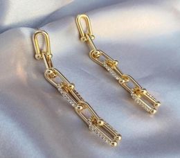 Designer sieraden bengelen oorbellen ushaped hoefijzer ketting oorbellen holle rechthoekige dunne oorrang vrouw11571888942364