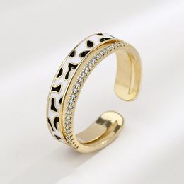 Designer sieraden bengelen ringen 925 sterling zilveren micro-zirkoon dubbele laag eenvoudige elegante ringstijl luipaard print