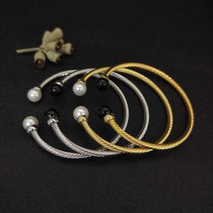 Bijoux de créateur Davids Yurmas Bracelet 3 mm Bracelet de perle de perle noire avec quatre noyaux conception recommandée de la main de 15-19 cm