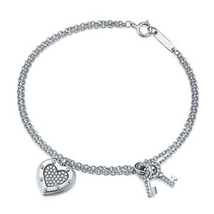 Bijoux de créateurs Bracelets 100% sterling sier original authentique classique clés de cœur cadeau de mariage exquis