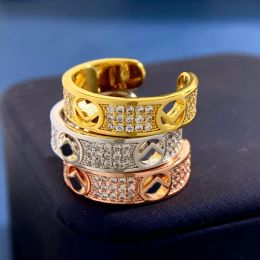 Ontwerper Sieraden Diamanten Ringen Heren Dames Band Rose Gouden Ring Mode Luxe Paar Liefde F Ringen Met Doos Bruiloft Feestcadeau Openingsgrootte