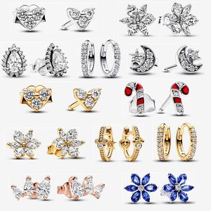 designer sieraden oorsteker Sparkling Huggie Hoop Earrings voor vrouwen Kerstmis Nieuwjaar vakantie cadeau DIY fit Pandoras ketting Mooie vriendin cadeaus met doos